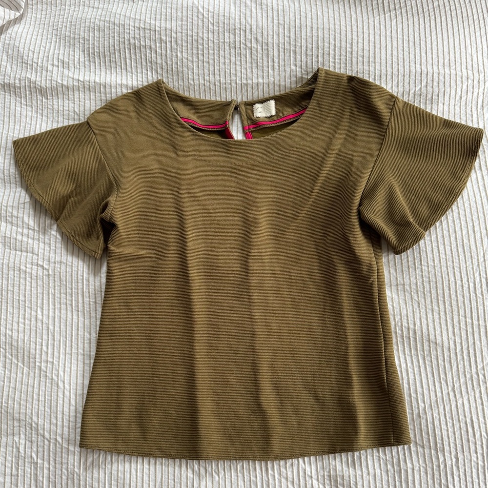 Anthropologie Top with Short Flutter Sleeves